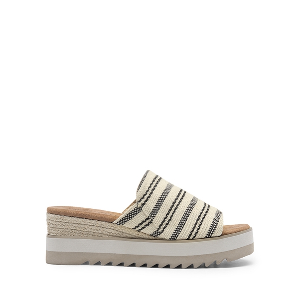 Lightweight Canvas Upper Wedge Sandals - NATURAL-FABRIC - 1