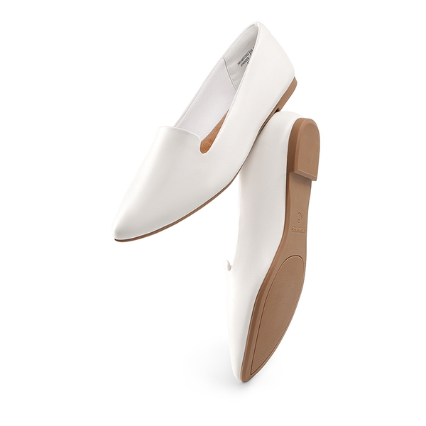 Women's Soft Slip-On Pointed Toe Flats - WHITE - 3