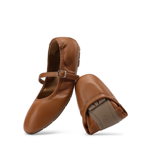 Women's Bendable Non-Slip Mary Jane Ballet Flats - BROWN -  0