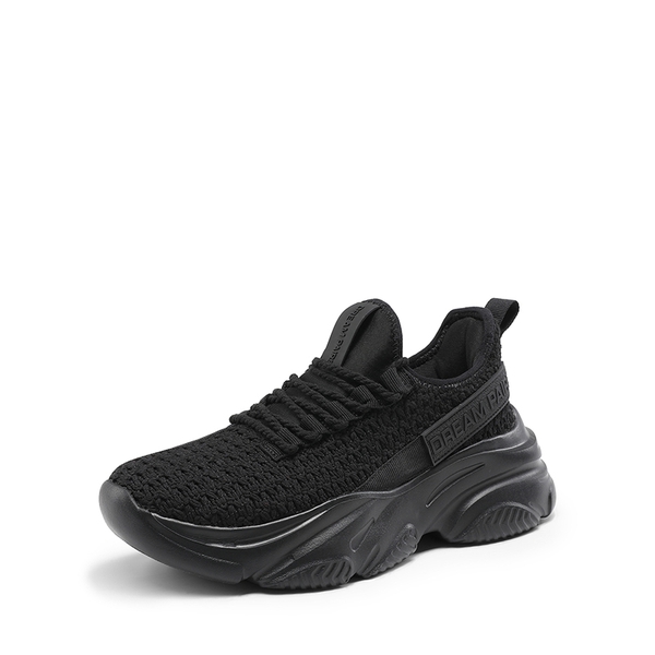 Women's Lightweight Mesh Lining Knit Sneakers - BLACK -  0