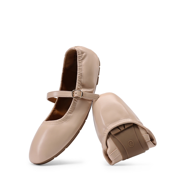 Women's Bendable Non-Slip Mary Jane Ballet Flats - NUDE -  0