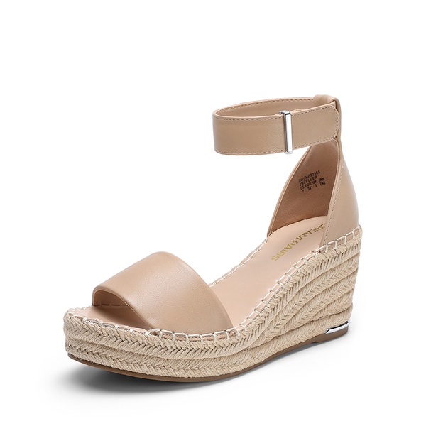 Adjustable Ankle Strap Espadrille Platform Sandals - NUDE -  0