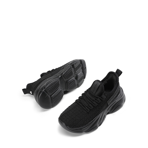 Women's Lightweight Mesh Lining Knit Sneakers - BLACK - 4