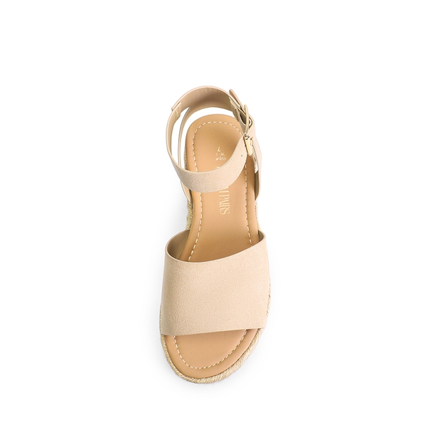 Wide-Toe Wedge Platform Espadrille Sandals - NUDE - 4