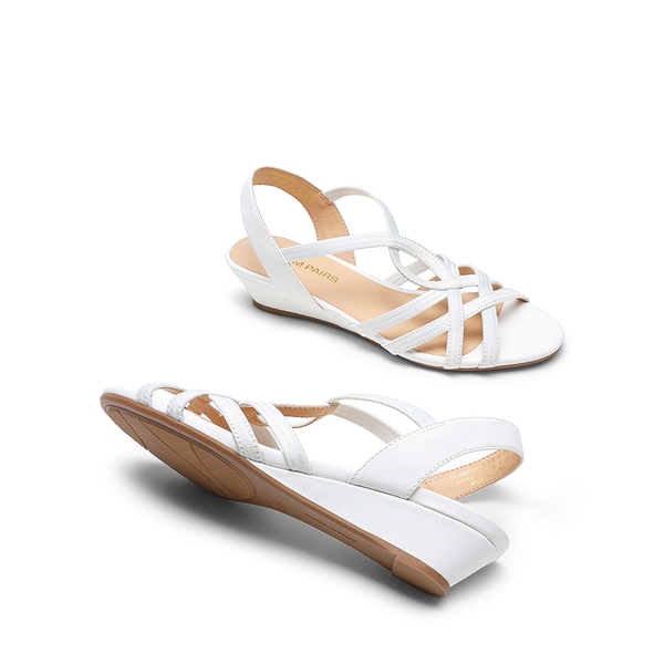 Slip-On Chic Strappy Wedge Sandals - WHITE - 4