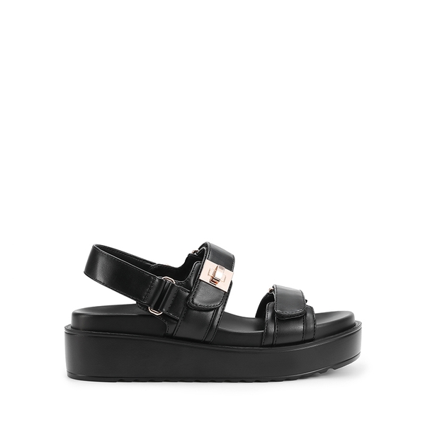 Comfort Arch Support Platform Casual Sandals - BLACK-PU - 1