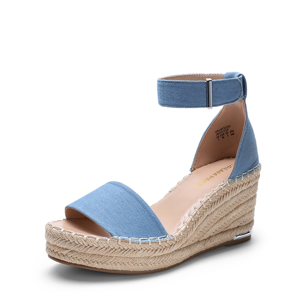 Adjustable Ankle Strap Espadrille Platform Sandals - DENIM BLUE -  0