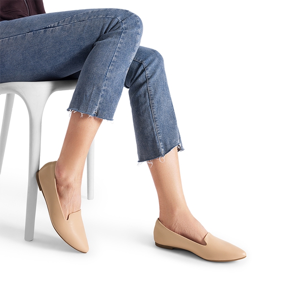 Women's Soft Slip-On Pointed Toe Flats - NUDE - 7