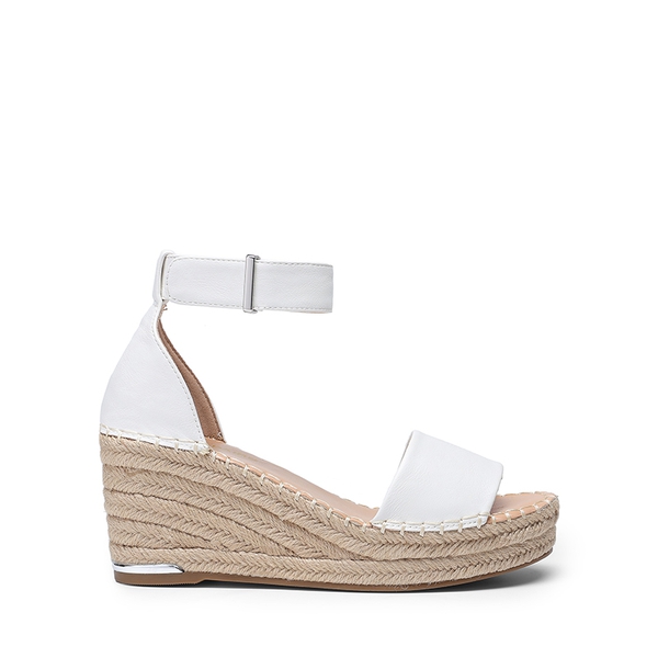 Adjustable Ankle Strap Espadrille Platform Sandals - WHITE - 1
