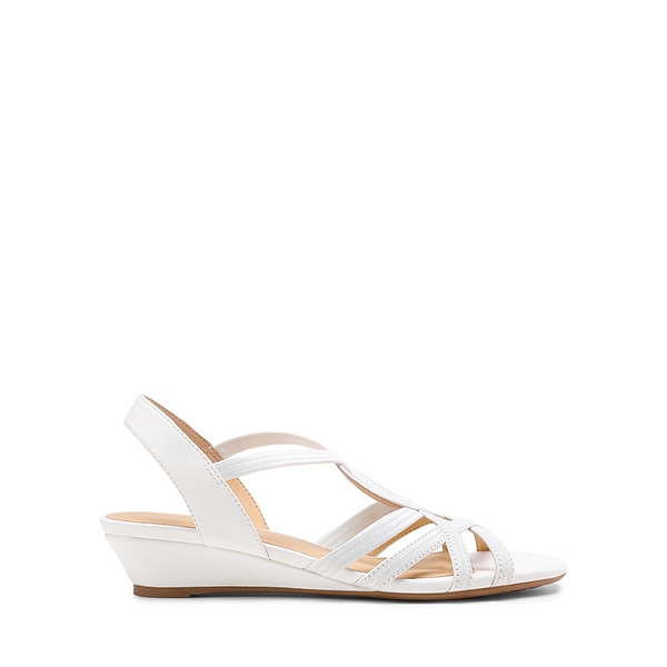 Slip-On Chic Strappy Wedge Sandals - WHITE - 1