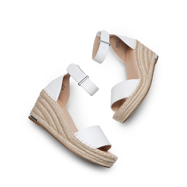 Adjustable Ankle Strap Espadrille Platform Sandals - WHITE - 4