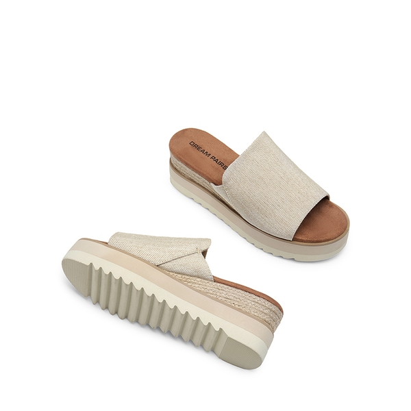 Lightweight Canvas Upper Wedge Sandals - NATURAL-CANVAS - 3