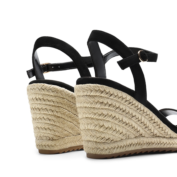 Round Toe Non-Slip Wedge Heels - BLACK - 3