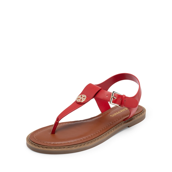 Comfortable Chic T-strap Flat Sandals - RED -  0