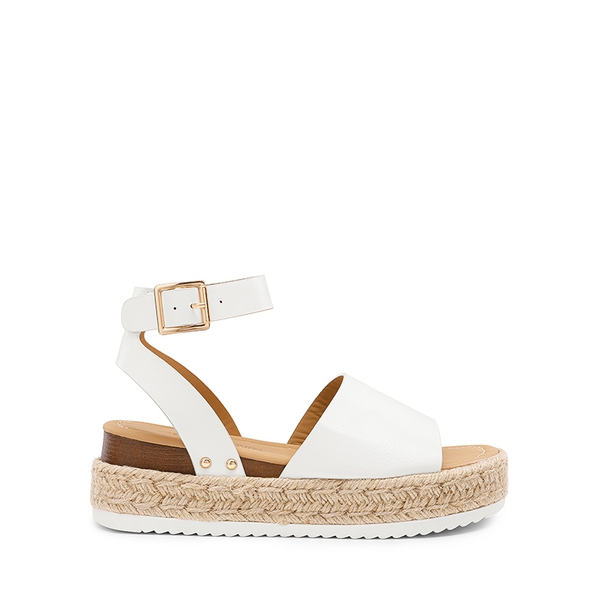 Wide-Toe Wedge Platform Espadrille Sandals - WHITE - 1