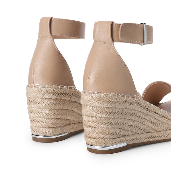 Adjustable Ankle Strap Espadrille Platform Sandals - NUDE - 5