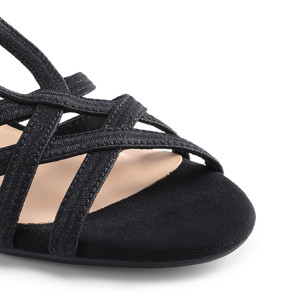 Slip-On Chic Strappy Wedge Sandals - BLACK - 3
