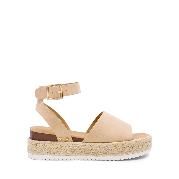 Wide-Toe Wedge Platform Espadrille Sandals - NUDE - 1