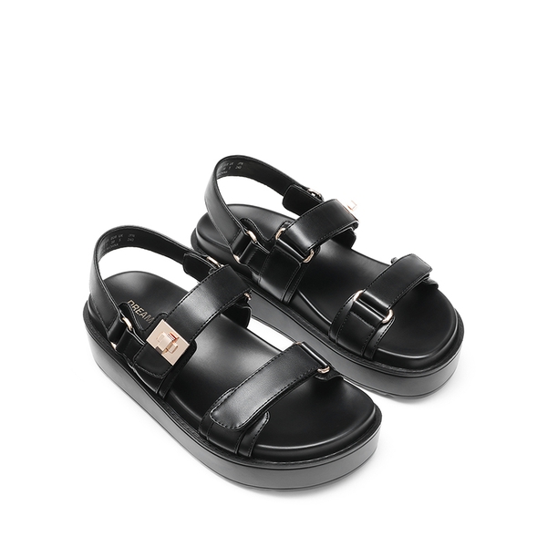 Comfort Arch Support Platform Casual Sandals - BLACK-PU - 4