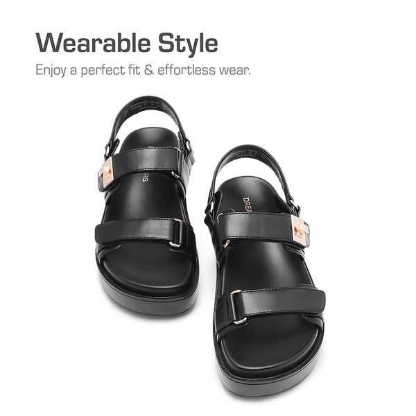 Comfort Arch Support Platform Casual Sandals - BLACK-PU - 2