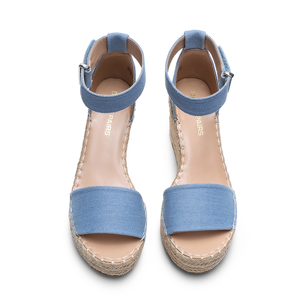 Adjustable Ankle Strap Espadrille Platform Sandals - DENIM BLUE - 3