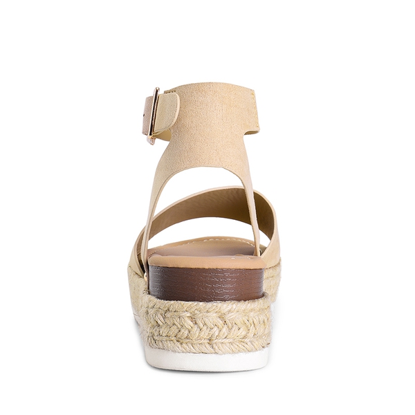 Wide-Toe Wedge Platform Espadrille Sandals - NUDE - 3