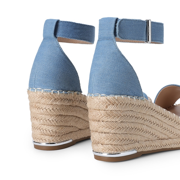 Adjustable Ankle Strap Espadrille Platform Sandals - DENIM BLUE - 5