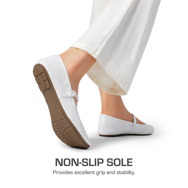 Women's Bendable Non-Slip Mary Jane Ballet Flats - WHITE - 5
