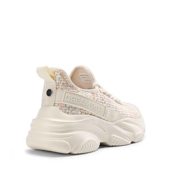 Women's Lightweight Mesh Lining Knit Sneakers - BEIGE/RAINBOW - 2