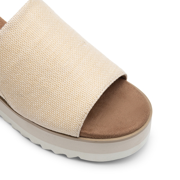 Lightweight Canvas Upper Wedge Sandals - NUDE - 4