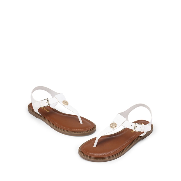 Comfortable Chic T-strap Flat Sandals - WHITE - 4