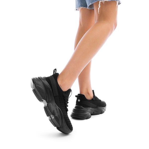 Women's Lightweight Mesh Lining Knit Sneakers - BLACK - 7