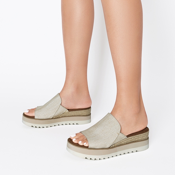 Lightweight Canvas Upper Wedge Sandals - NATURAL-CANVAS - 6