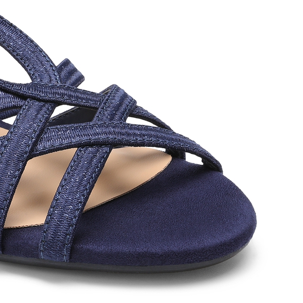 Slip-On Chic Strappy Wedge Sandals - NAVY - 3