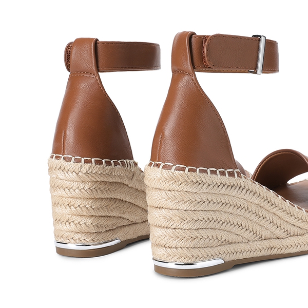 Adjustable Ankle Strap Espadrille Platform Sandals - BROWN - 5