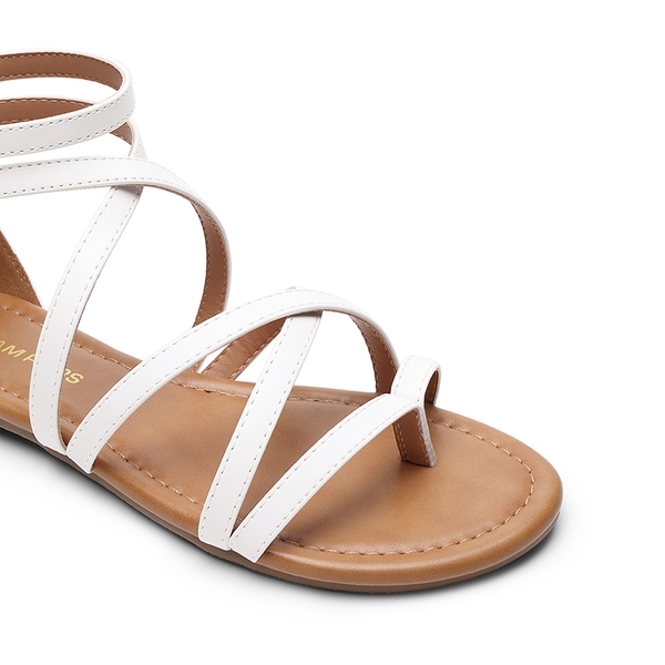 Comfortable Beach Gladiator Flat Sandals - WHITE - 5
