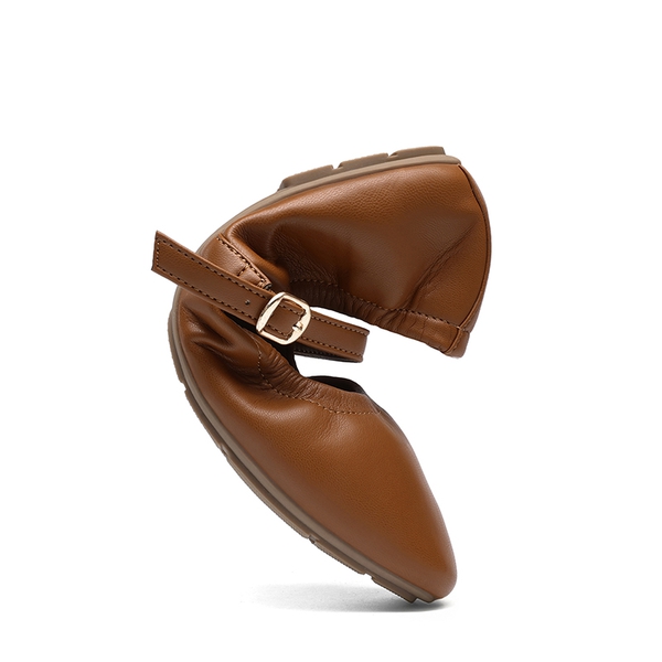 Women's Bendable Non-Slip Mary Jane Ballet Flats - BROWN - 3