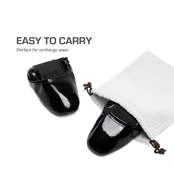 Women's Bendable Non-Slip Mary Jane Ballet Flats - BLACK-PAT - 4