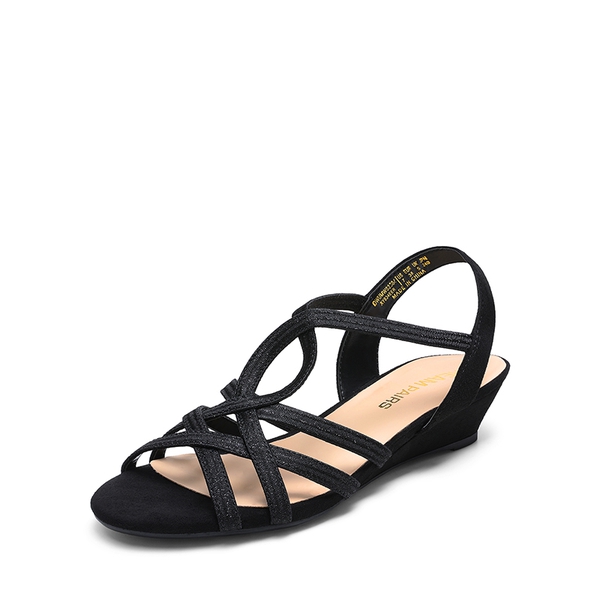 Slip-On Chic Strappy Wedge Sandals - BLACK -  0