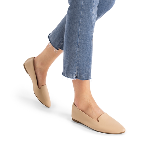 Women's Soft Slip-On Pointed Toe Flats - NUDE - 6