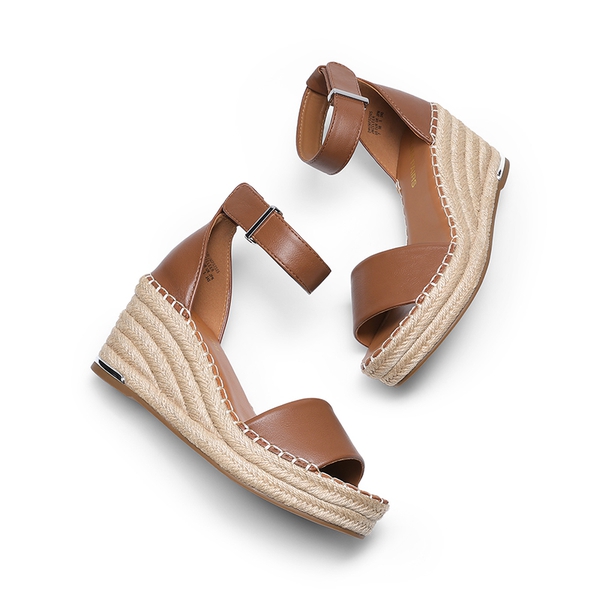 Adjustable Ankle Strap Espadrille Platform Sandals - BROWN - 4