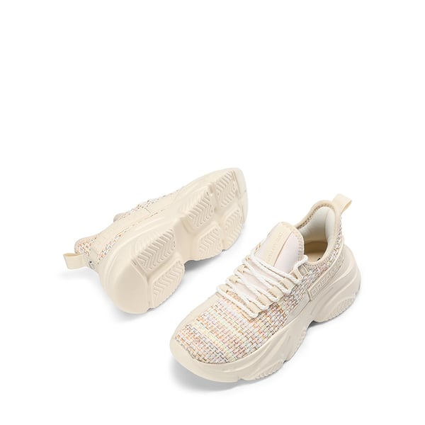 Women's Lightweight Mesh Lining Knit Sneakers - BEIGE/RAINBOW - 4