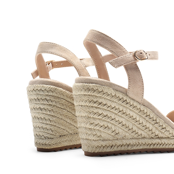 Round Toe Non-Slip Wedge Heels - NUDE - 3