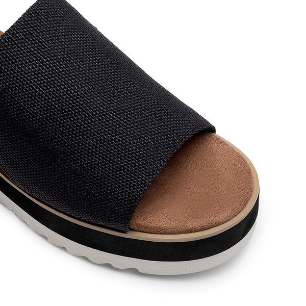 Lightweight Canvas Upper Wedge Sandals - BLACK - 4