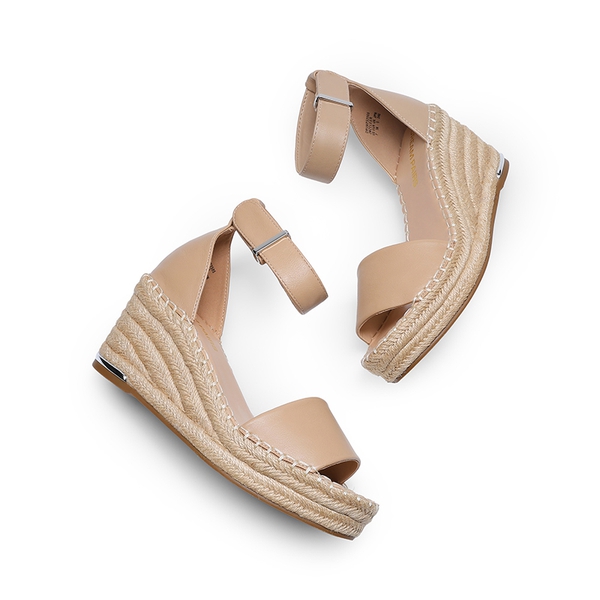 Adjustable Ankle Strap Espadrille Platform Sandals - NUDE - 4
