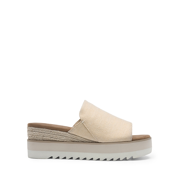 Lightweight Canvas Upper Wedge Sandals - NUDE - 1