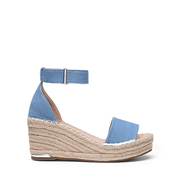Adjustable Ankle Strap Espadrille Platform Sandals - DENIM BLUE - 1