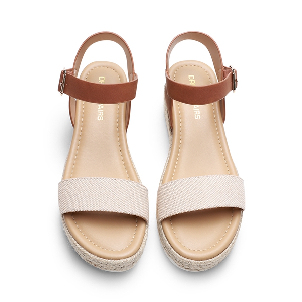 Buckle Jute Wedge Heel Sandals - BEIGE/TAN - 4