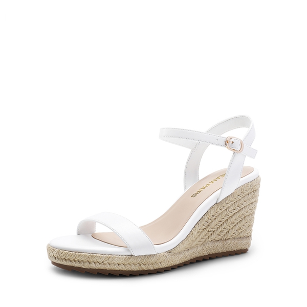 Round Toe Non-Slip Wedge Heels - WHITE -  0