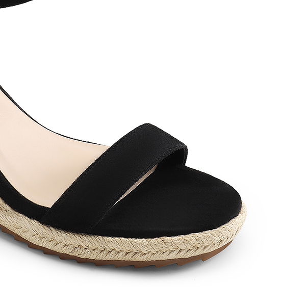 Round Toe Non-Slip Wedge Heels - BLACK - 2